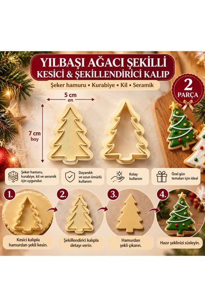 KURABİYE KALIBI Yılbaşı çam ağacı şekilli kurabiye/şeker hamuru/kil ve seramik kalıbı