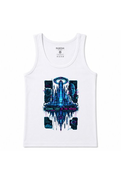 Rabona Fashion Signal Lost in the Matrix Cyberpunk Neon City Graphic Tank Top