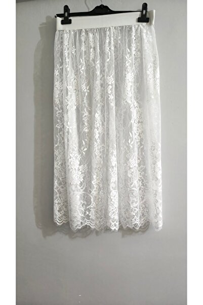 PL French Lace Skirt Midi Length with Elastic Waistband