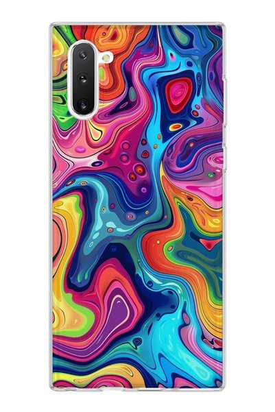 lelia Samsung Galaxy Note 10 Compatible Rainbow Fluid Color Printed Transpare...