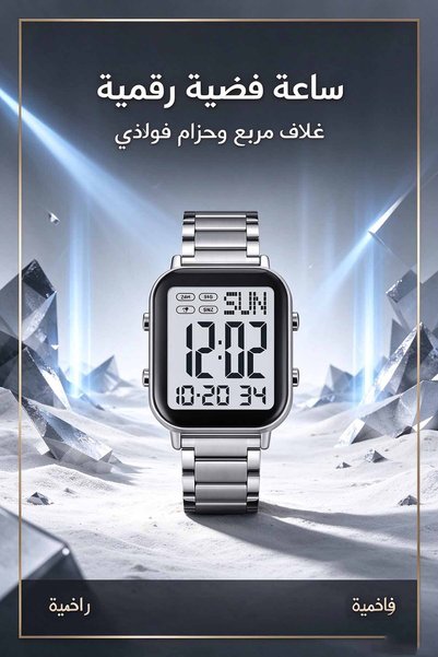 Skmei ساعة رياضية رقمية للرجال مقاومة للماء مع شاشة LED مضيئة وخلفية من الفول...