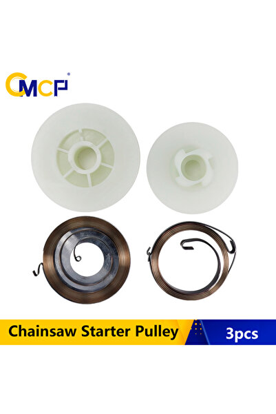 Choice 3pcs set CMCP Starter Pulley Recoil Spring Kit For Chainsaw 4500 5200 ...