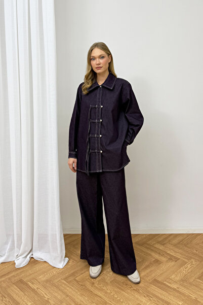 Melike Tatar Buttoned Denim Suit 3-4554