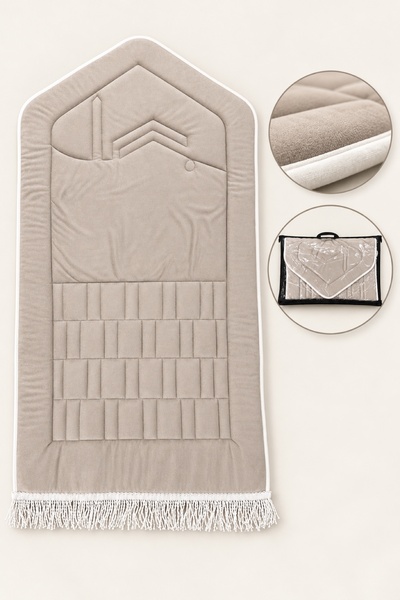 Keremzade Süngerli Kapitone Seccade 1,5 cm Namazlık Taşıma Çantalı Saçaklı He...