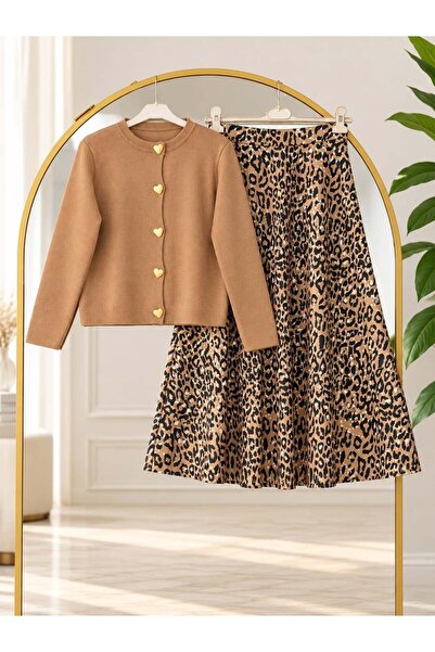 modasindoma Ženski hidžab sa zlatnim dugmetom u obliku srca, detaljna leopard...