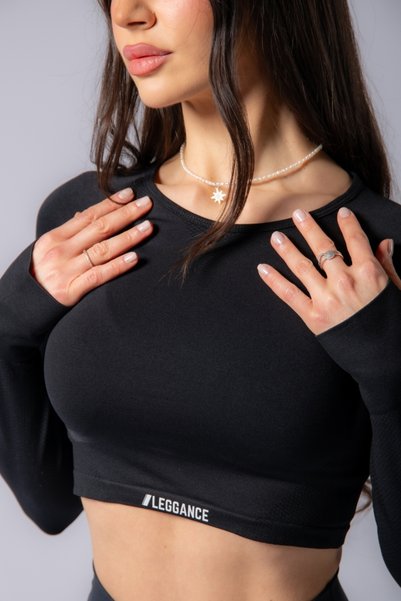 LEGGANCE Bluze - Negru - Crop