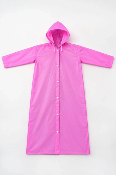 Kokoş Pink Color Hooded Unisex Adult Raincoat