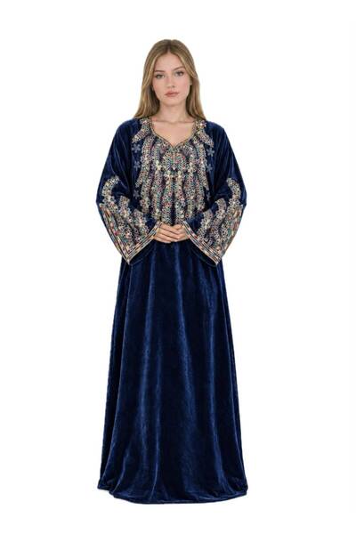 al bent al sharqieh Velvet Ladies Embroidered Jalabiya Dress Abaya - Velvet W...