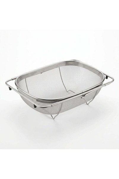 AKDC Stainless Steel Washing Basket with Extendable Handles – Silver, 34 × 24 × 11 cm