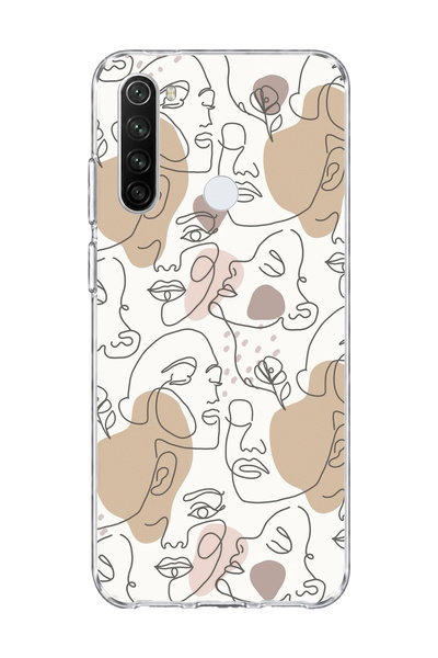 lelia حافظة هاتف شفافة مطبوعة بوجه امرأة من خط واحد متوافقة مع هاتف Redmi Note 8