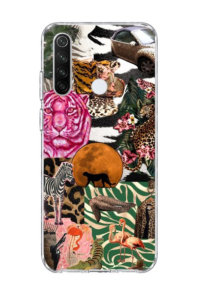 lelia حافظة هاتف شفافة مطبوعة بتصميم Wild Animal Collage متوافقة مع Redmi Note 8