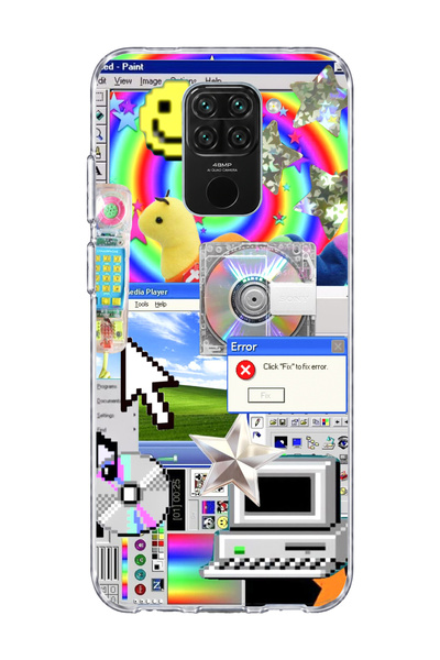 lelia حافظة هاتف شفافة مطبوعة بتصميم الكمبيوتر القديم من سلسلة Redmi Note 9 ا...