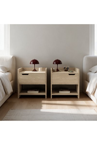 İNARCH DİZAYN Nero Komodin Sağ ve Sol Modül SET – Tek Çekmeceli Modern Tasarı...