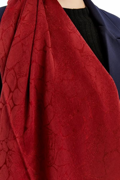 Valentino Orlandi 60% Lyocell 40% Cotton Alia Vo Marble Patterned Shawl_Red