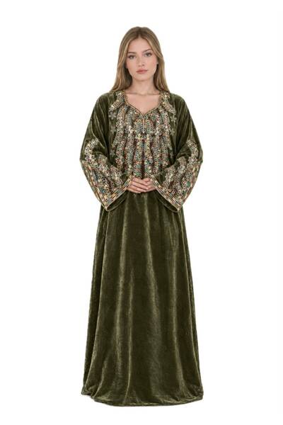 al bent al sharqieh Velvet Ladies Embroidered Jalabiya Dress Abaya - Velvet W...