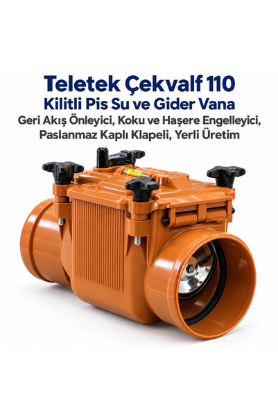 Teletek Çekvalf 110 Kilitli Pis Su ve Gider Vana Geri Akış Önleyici, Gider Su...