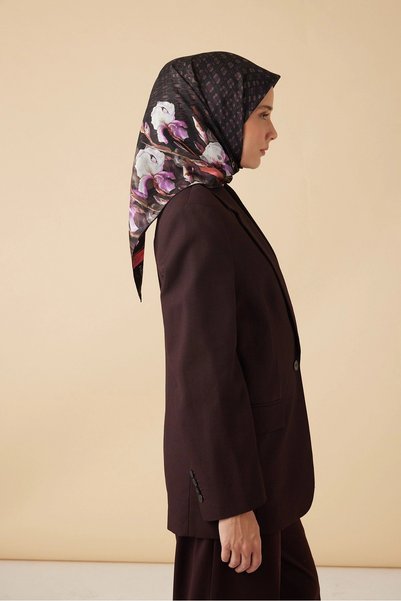 Maisa Susen Ti̇vi̇l Silk Scarf 90*90 cm - Bordo 4982