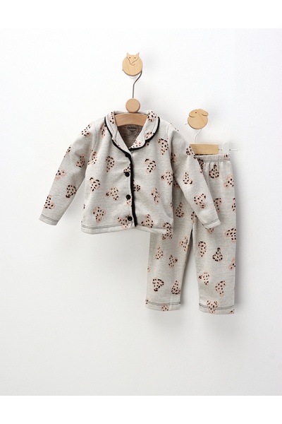 MiniKids Pijama gri cu print Miky bej