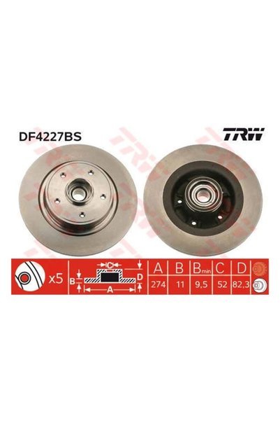 TRW ARKA FREN AYNASI (DISKI) LAGUNA II 1,6 / 1,8 / 1,9 / 2,0 SCENIC II 2,0DCI