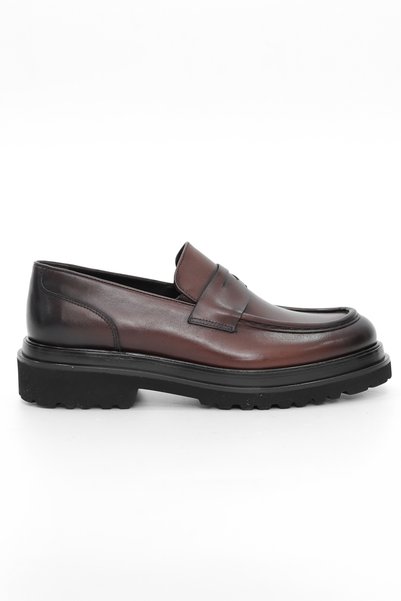 Tuna Hakiki Deri Kahverengi Loafer Erkek Ayakkabı - 3280