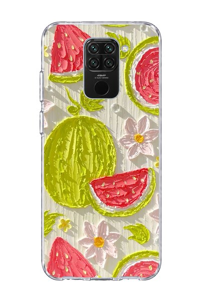 lelia حافظة هاتف شفافة مطبوعة بزيت البطيخ متوافقة مع Redmi Note 9