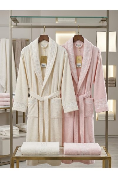 Generic Brand Luxury embroidered 2-piece family bathrobe set