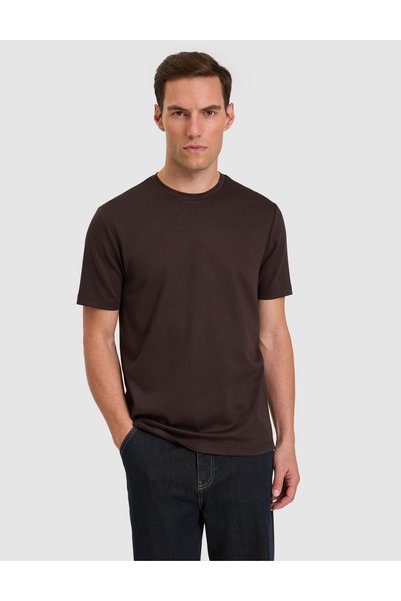 Pierre Cardin Dark Brown Regular Fit Basic T-Shirt 50335509-Vr084