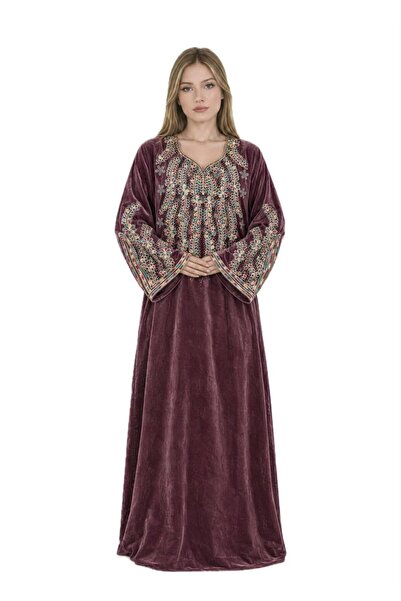 al bent al sharqieh Velvet Ladies Embroidered Jalabiya Dress Abaya - Velvet W...