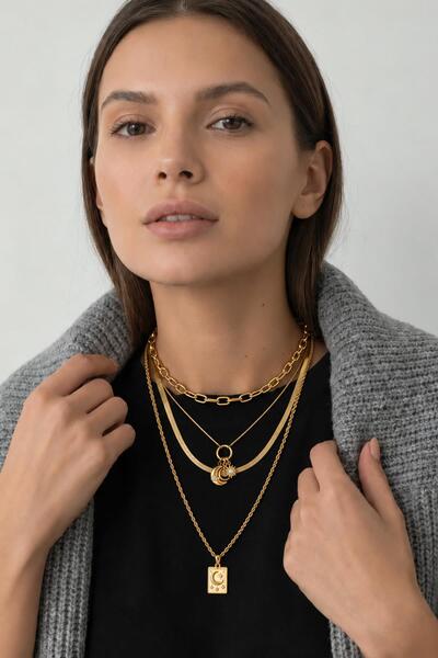 New Obsessions Manifest Multi-Layered Combination Steel Necklace
