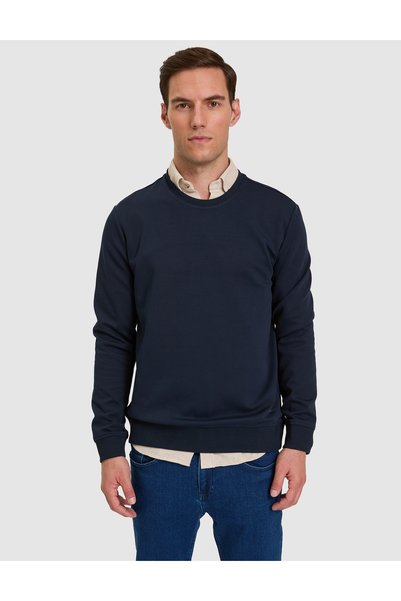Pierre Cardin Navy Blue Regular Fit Crew Neck Sweatshirt 50332670-Vr033