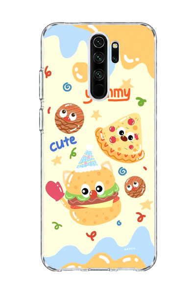 lelia Redmi Note 8 Pro Compatible Cute Hamburger Pizza Printed Transparent Ph...