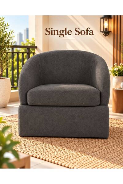 TrentonGCC Modern Single Sofa Armchair with Rounded Backrest, Cushioned Seat ...