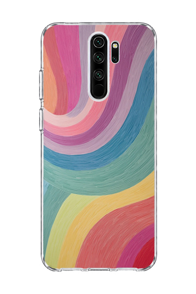 lelia Redmi Note 8 Pro Compatible Pastel Rainbow Curved Printed Transparent P...