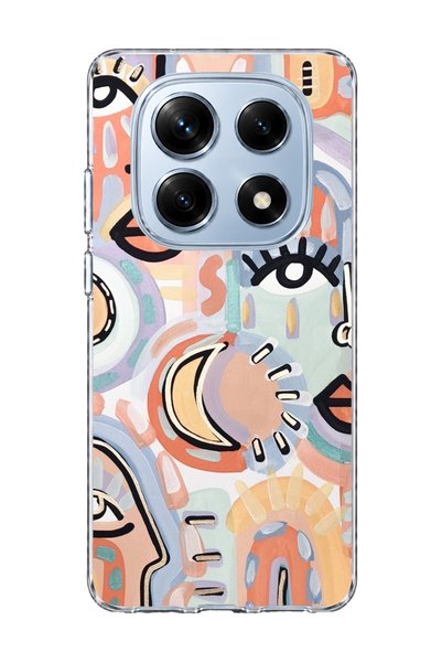 lelia غطاء هاتف شفاف متوافق مع Redmi Note 14 Pro 4G مع طباعة وجه وعين بتصميم ...