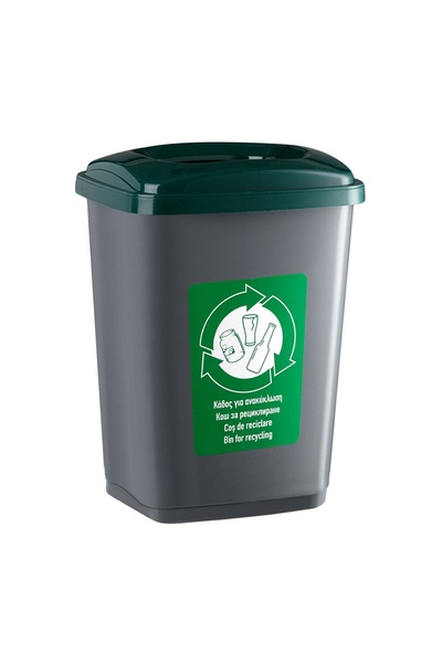 OEM Tomberon din Plastic Antracit Verde Reciclare 50 L – Pentru Colectare Sel...
