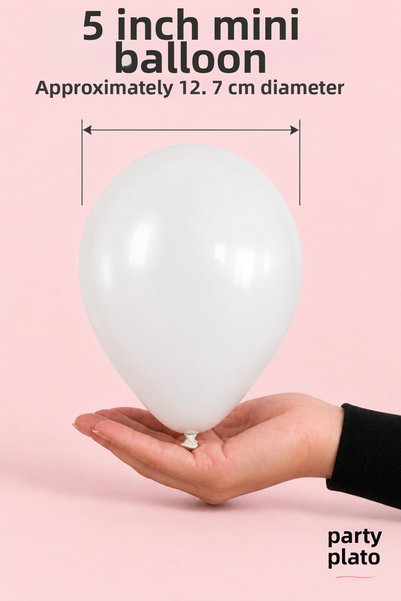 HBK Balon Hbk Pastel White Balloon 5 Inch 100 Pieces, Mini Balloon Birthday Wedding Engagement Party Decoration Balloon
