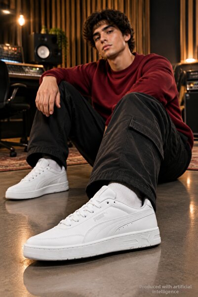 Puma حذاء رياضي CRT-3260 للرجال باللون الأبيض مريح للاستخدام اليومي، حذاء ريا...