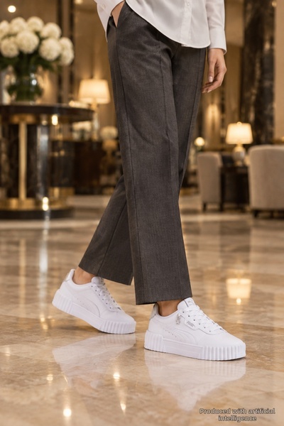 Puma حذاء رياضي نسائي أبيض مريح للاستخدام اليومي من CR-9897، حذاء رياضي مريح ...