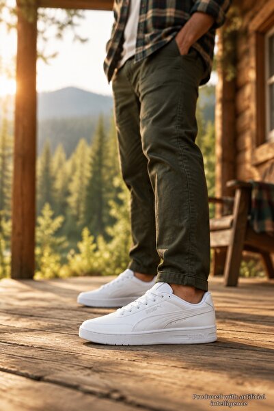 Puma حذاء رياضي CRT-2757 للرجال باللون الأبيض مريح للاستخدام اليومي وخفيف الو...