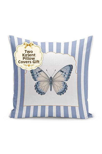 Realhomes Butterfly Striped Digital Printed Single Wing Background Curtain (with Cushion Cover)