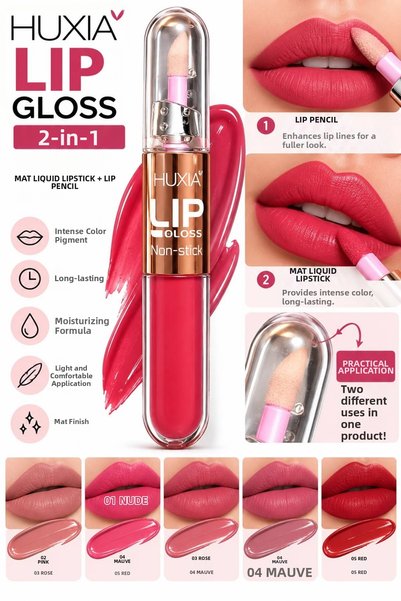 OWNME 💄   قلم تحديد الشفاه بيوتي مات 2 في 1 + أحمر شفاه سائل