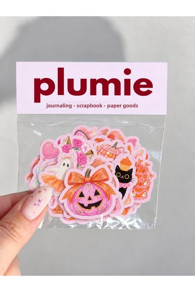 Plumie مجموعة ملصقات هالوين للبنات تحت عنوان الهالوين - 20 ملصقًا - ورق صور لامع، حوالي 6 سم