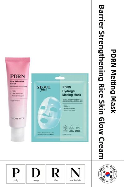 Dermal Moisturizing Rice Pdrn Cream 50 Gr and Pdrn Melting Mask 34 Gr for Dry and Sensitive Skin