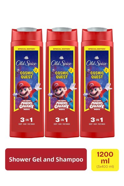 Old Spice Super Mario 3 in 1 Shower Gel and Shampoo 400 ml X3 Deep Cleaning