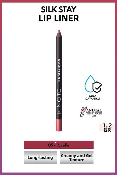 NOTE Silk Stay Lipliner Waterproof Silky Lip Liner - 05 Roselle - Pink