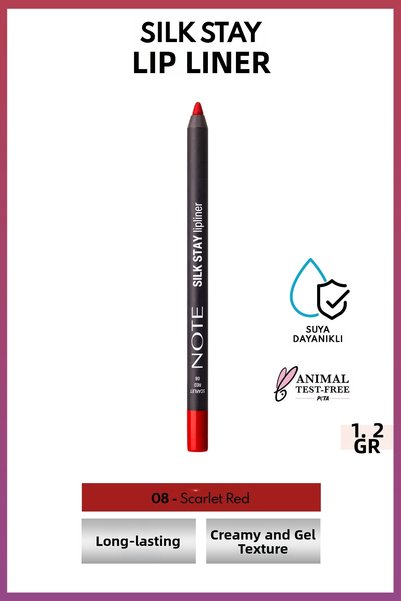 NOTE Silk Stay Lipliner Waterproof Silky Lip Liner - 08 Scarlet Red - Red