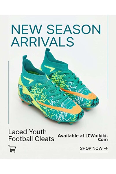 LCW STEPS Turquoise Lace-Up Boys' Football Boots