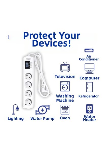 TOMZN Extension Multi Plug Socket with Current and Voltage Protection 16A Voltage and Current Protection Socket 1.5 Meters