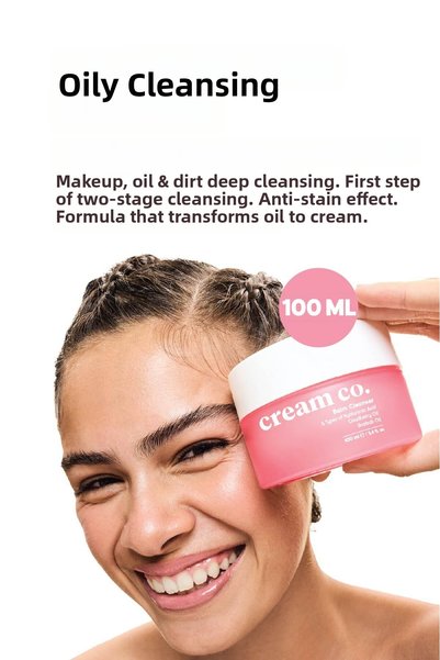 Cream Co. Oil Based Balm Facial Makeup Remover |   Brightening Moisturizer |   Hyaluronic Acid |   100ml