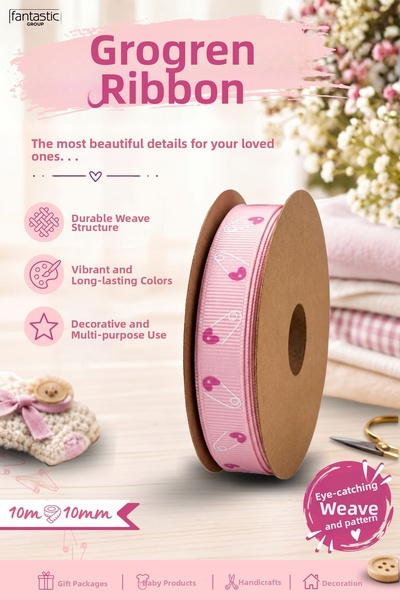 FANTASTIC KURDELE Baby Themed Grosgrain Ribbon 10 mm X 10 Meters – Baby Showe...